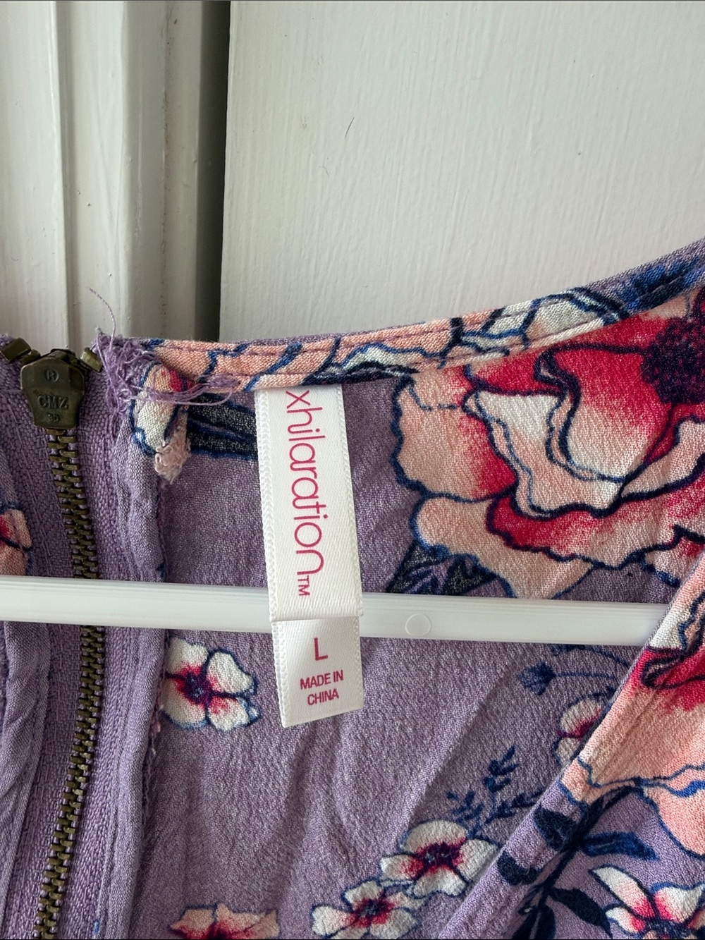 Xhilaration Lavender Floral Wrap Dress with Pink Blooms - Picture 2 of 3